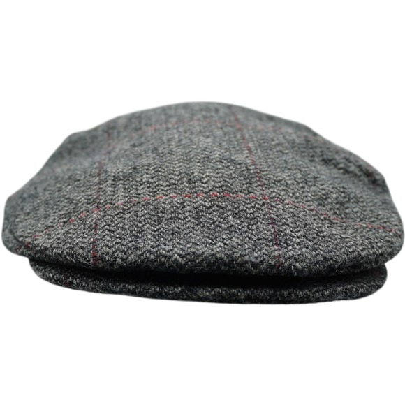 Hanna Hats Other - Hanna Hats Irish Donegal Wool Flat Cap Men's Grey Red Plaid Snap Brim Made in